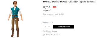 Muñeco Príncipe Flynn Disney Princess por 5.99€