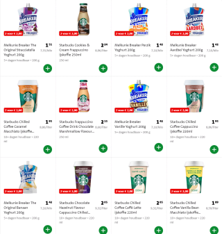 2 voor €2 op Starbucks en Melkunie bij Jumbo