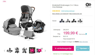 Kinderkraft Kinderwagen 3-in-1 Moov Grey Melange @ Pinkorblue