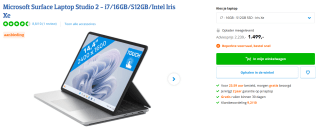 Microsoft Surface Laptop Studio 2 voor €1499 bij Coolblue