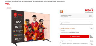 Chollazo TV LED 65 pulgadas TCL 65P635, LCD, 4K HDR TV, Google TV por 377,60€