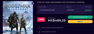 God of War Ragnarök PS5 a $489.26 en CDKeys