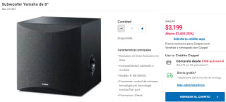 Subwoofer Yamaha 8" NS-SW050 por $3,199 en Coppel