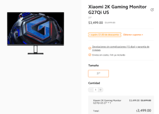 Monitor Xiaomi 2K G27Qi 27" por $3,299 | Cupón