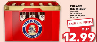 Kratje Paulaner Weissbier 20 halve liters voor €12,99 bij Kaufland in Duitsland