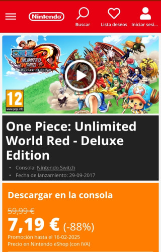 One Piece: Unlimited World Red Deluxe Edition Nintendo Switch por 7,19€.