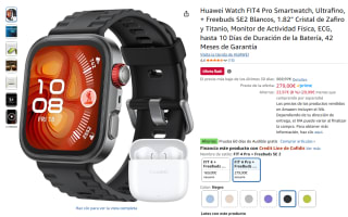 Huawei Watch FIT4 Pro Smartwatch, Ultrafino, + Freebuds SE2 por 279€