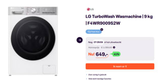 LG F4WR9009S2W Wasmachines 9 kg voor €649 bij ibood