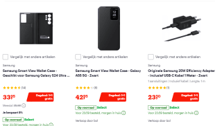 1+1 gratis op geselecteerde Samsung telefoon accessoires bij Bol.com