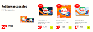 Robijn wascapsules Pak 15 wasbeurten. voor €2,99 bij Dirk