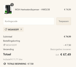 Moa kortingscode voor 10% korting op bijna alles