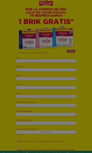 Reembolso de 1birck de leche Pascual por la compra de una caja