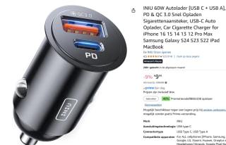 INIU 60W Autolader [USB C + USB A], PD & QC 3.0 voor €5,99 dmv code bij Amazon
