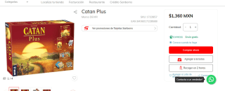 Juego de mesa: Catan Plus por $1360