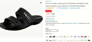 Crocs slippers voor volwassenen vanaf €13,12 bij Amazon