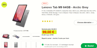 Lenovo Tab M9 64GB Wifi Grijs voor €99 bij Proshop