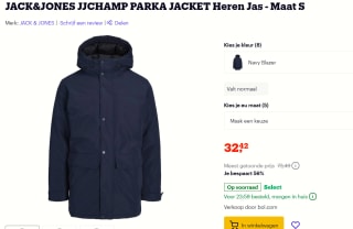 Jack & jones parka voor €32,42 bij Bol.com
