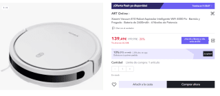 Robot Aspirador Inteligente WiFi 4000 Pa Xiaomi Vacuum E10 por 124.49€