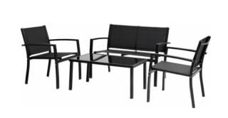 Conjutno de 4 plazas + mesa cristal negro por 95€