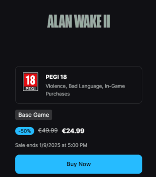 Alan Wake 2 met gratis Alan Wake Remastered voor €24,99 via Epic Games
