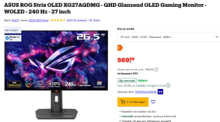 ASUS ROG Strix XG27AQDMG 27" Quad HD 240Hz OLED Gaming monitor voor €569 bij Bol