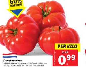 1 Kilo vleestomaten voor €0,99 bij de Lidl