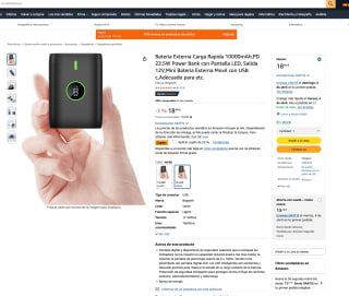 Mini Bateria Externa Carga Rapida 10000mAh PD 22.5W Verde por solo 113,86€3,86€