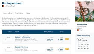 Tickets voor Bobbejaanland voor €27,90 per persoon via Dagtickets