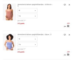 2+2 gratis op dameshemden bij HEMA