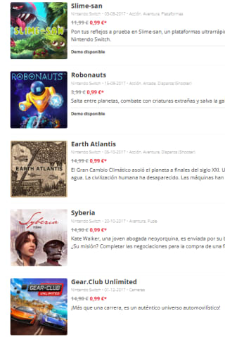 Videojuegos Nintendo desde solo 0,99€ hay muchos