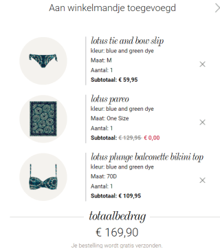 Gratis pareo t.w.v. €129,95 bij aankoop van een bikini set bij Marlies Dekkers