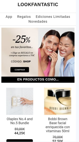 25% de descuento +regalo por compras +70€
