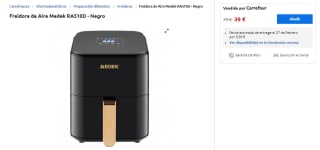 Medek Freidora de Aire RA510D de 4.5 L con 1350W por 39€