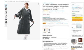 JULY'SONG Sudadera con capucha manta de forro polar ponible con cinturón por 13,49€