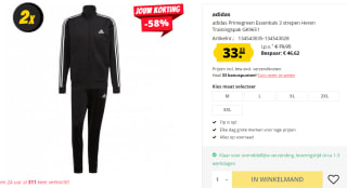 adidas Primegreen Essentials 3 strepen Heren Trainingspak voor €33,33 bij Sport-Korting