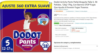 2 Packs de Dodot Pants Activity Extra Jumbo Pack Talla 5 , 38 unidades por 26.99€