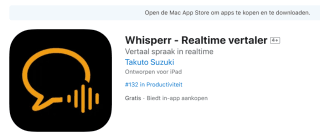 Gratis lifetime abonnement in de Whisperr realtime vertaler app