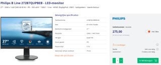 Philips B Line 272B7QUPBEB - LED-monitor voor €275 bij Azerty