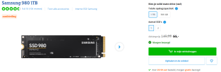 Samsung 980 PRO 1TB M.2 SSD voor €66 bij Coolblue