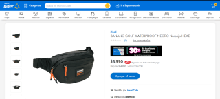 Banano Golf Waterproof Negro Naranjo Head por $8.990