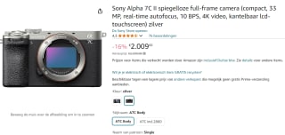 Sony A7C II Body Zilver voor €2009 bij Amazon