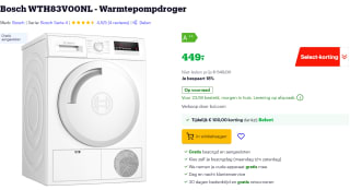 Bosch WTH83V00NL Warmtepompdroger - 7 kg voor €449 bij Bol.com