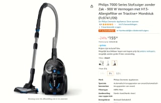 Philips PowerPro Expert series 7000 FC9741/09 - Stofzuiger voor €155 bij Amazon