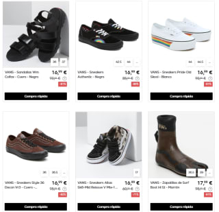 Rebajas hasta 90% descuento Vans calzado y ropa