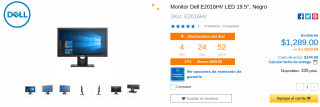 Monitor Dell E2016HV LED 19.5'' por $1,289 en CyberPuerta