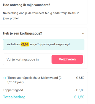 Tripper kortingscode voor € 5 korting op alles