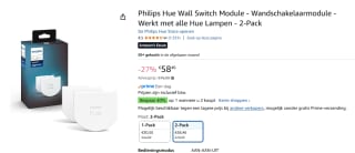 Philips Hue Wall Schakelaar Module 4 stuks voor €93,54 bij Amazon