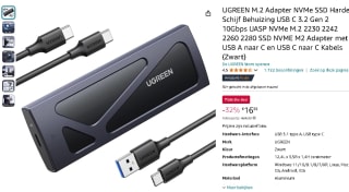 UGREEN M.2 Adapter NVMe SSD behuizing voor €16,99 bij Amazon