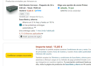 Pack 24 latas Voll-Damm Cerveza Total: 7920 ml por 13,85€