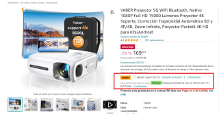 YABER Proyector 5G WiFi Bluetooth 1080P Full HD 15000 Lúmenes Proyector 4K por 152,99€